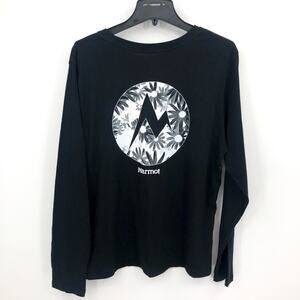 MARMOT Women's Daisy T Shirt XL Black Graphic Print Crew Neck Long Sleeve NWT